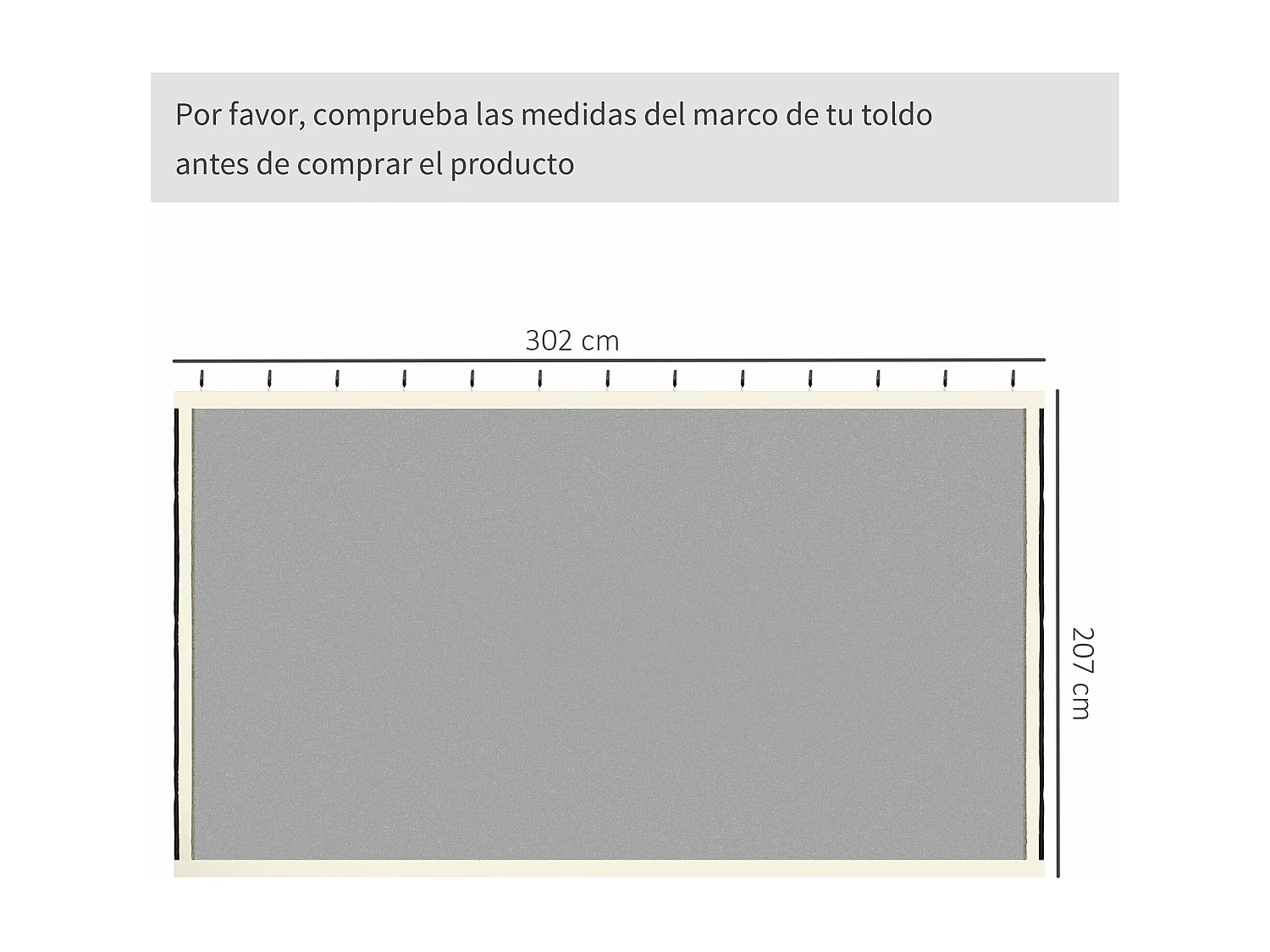 Store banne en tissu, p302cm×h207cm, noir