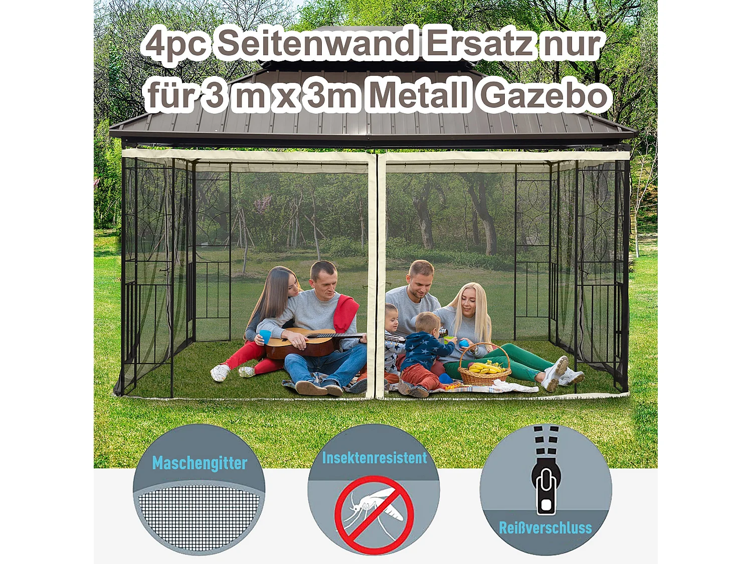 Store banne en tissu, p302cm×h207cm, noir