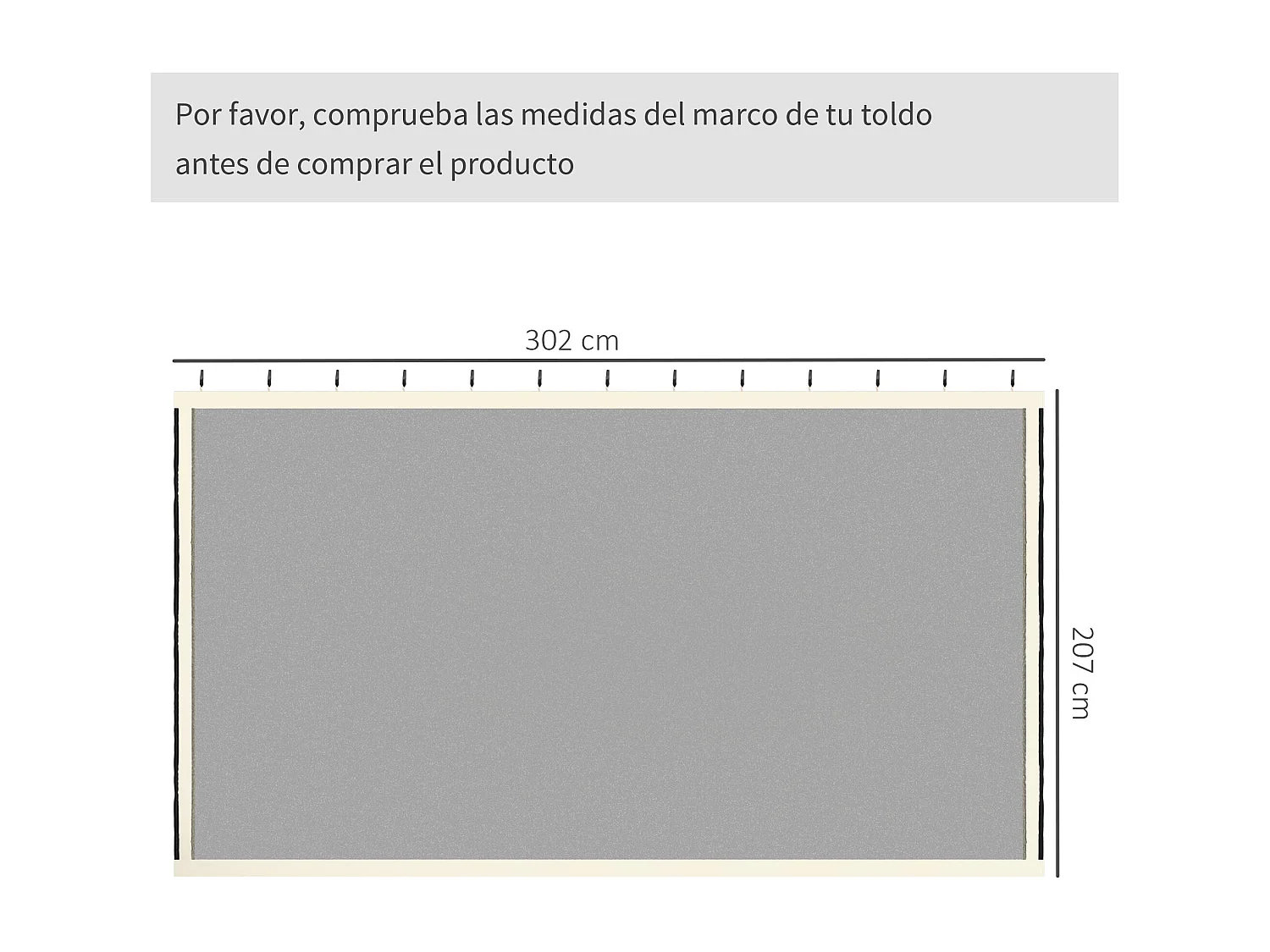 Store banne en tissu, p302cm×h207cm, noir