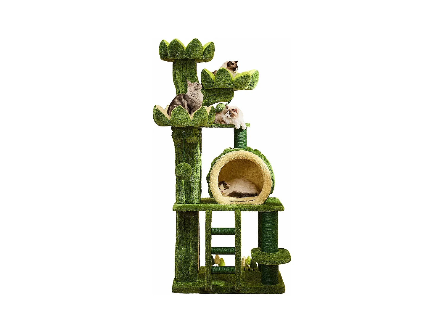 Arbre à chat en bois massif, d89.9cm×h205.9cm, vert