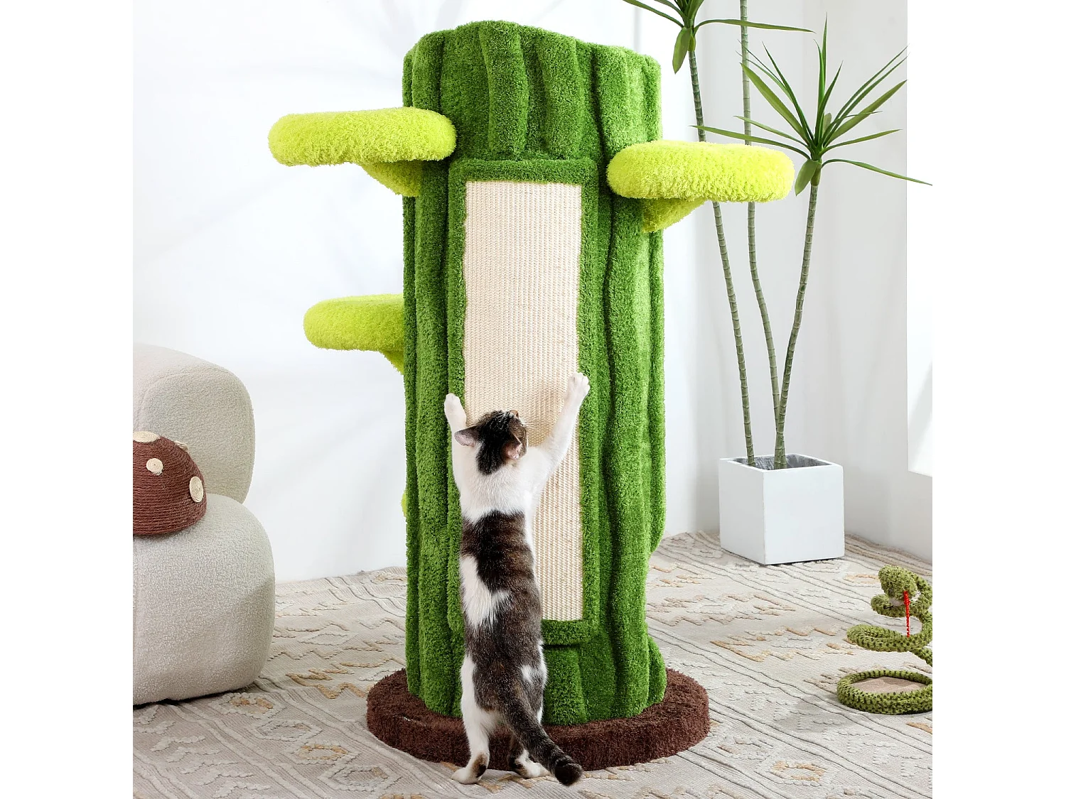 Arbre à chat en bois massif, d60cm×h120cm, vert