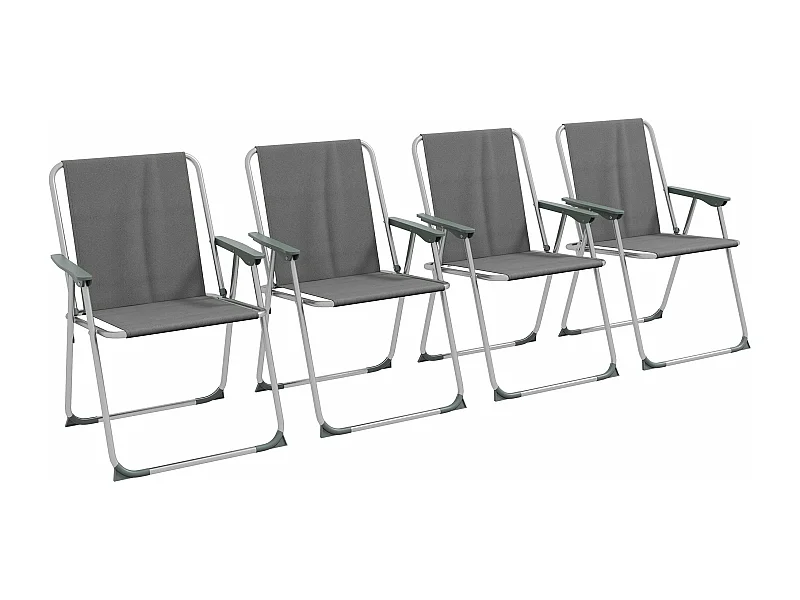 4er-set,chaise de jardin pliante en tissu,d60cm×h72cm,gris