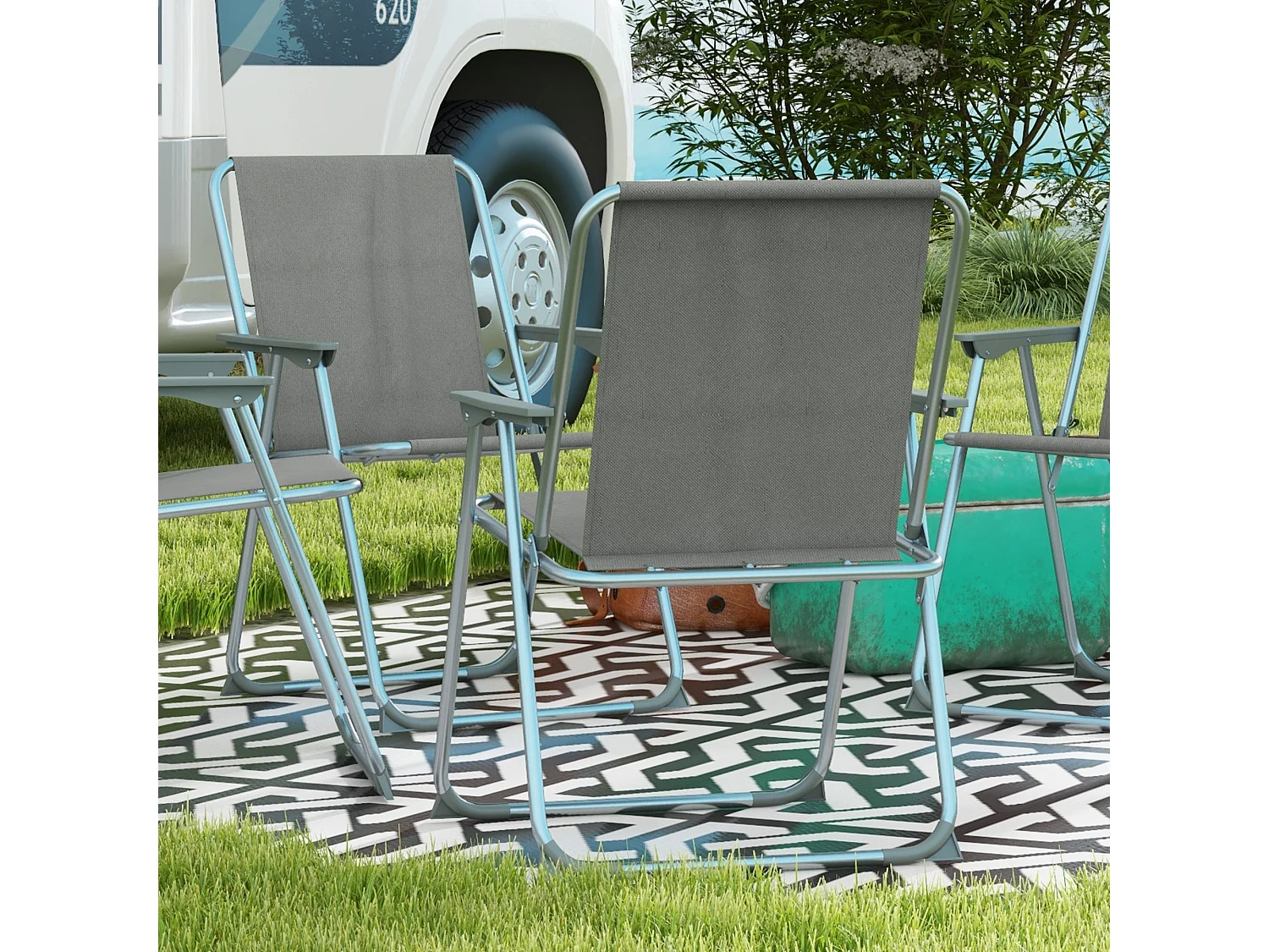 4er-set,chaise de jardin pliante en tissu,d60cm×h72cm,gris