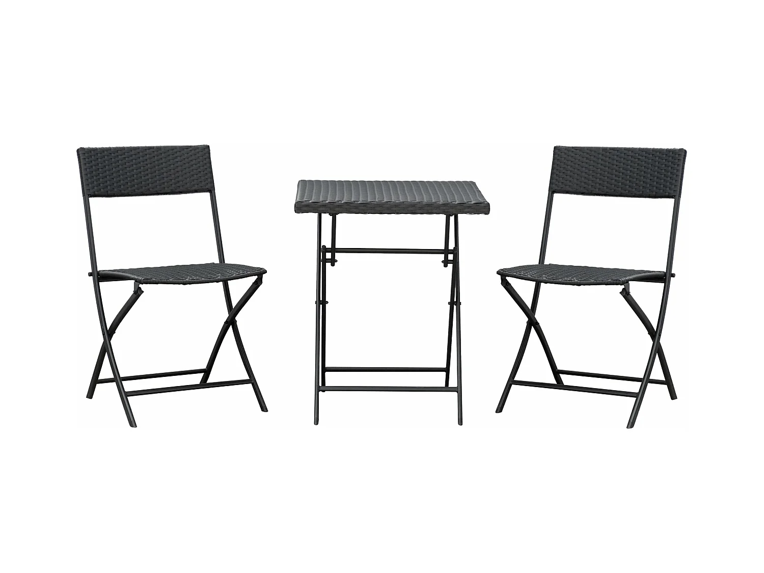 Ensemble de chaises de salle à manger d'extérieur en rotin, d60cm×h72cm, marron