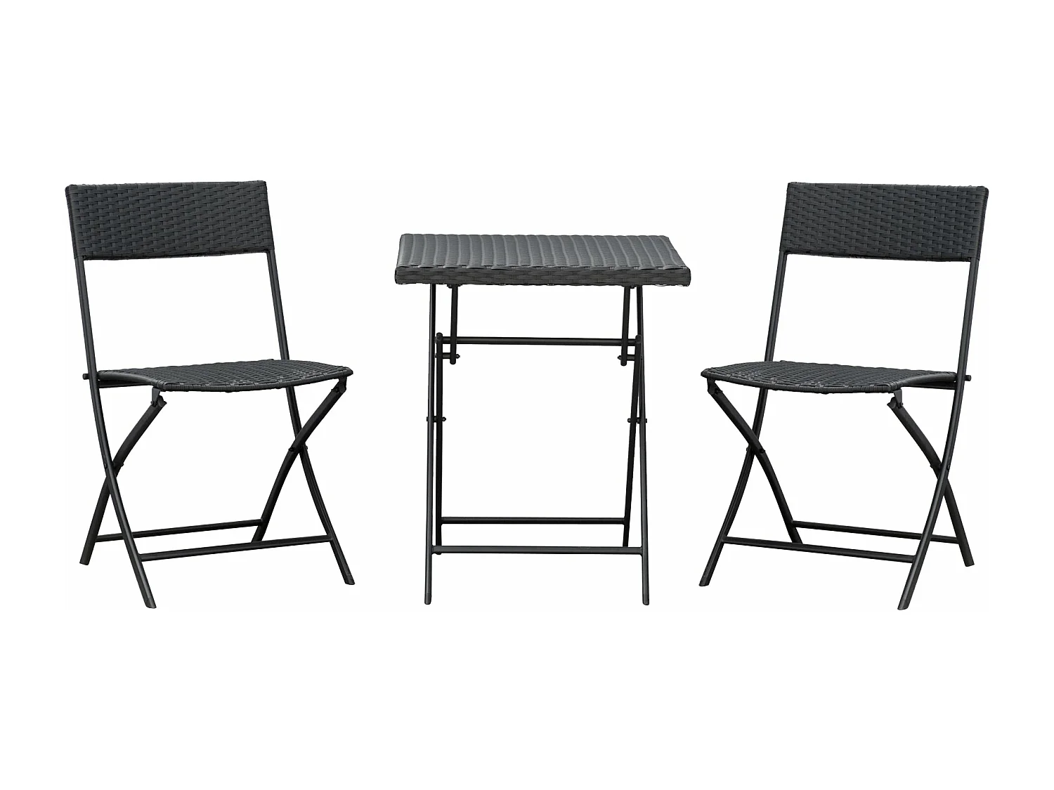 Ensemble de chaises de salle à manger d'extérieur en rotin, d60cm×h72cm, marron