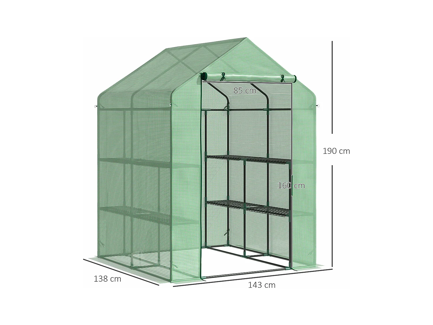 Le hangar à fleurs est en acier,d300cm×h100cm,vert