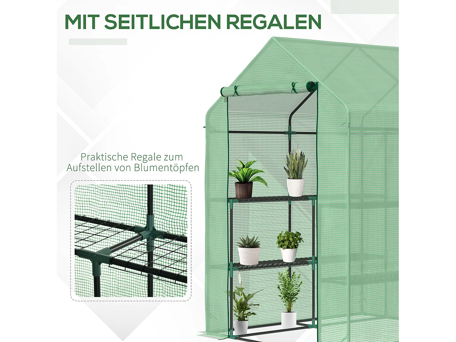 Le hangar à fleurs est en acier,d300cm×h100cm,vert