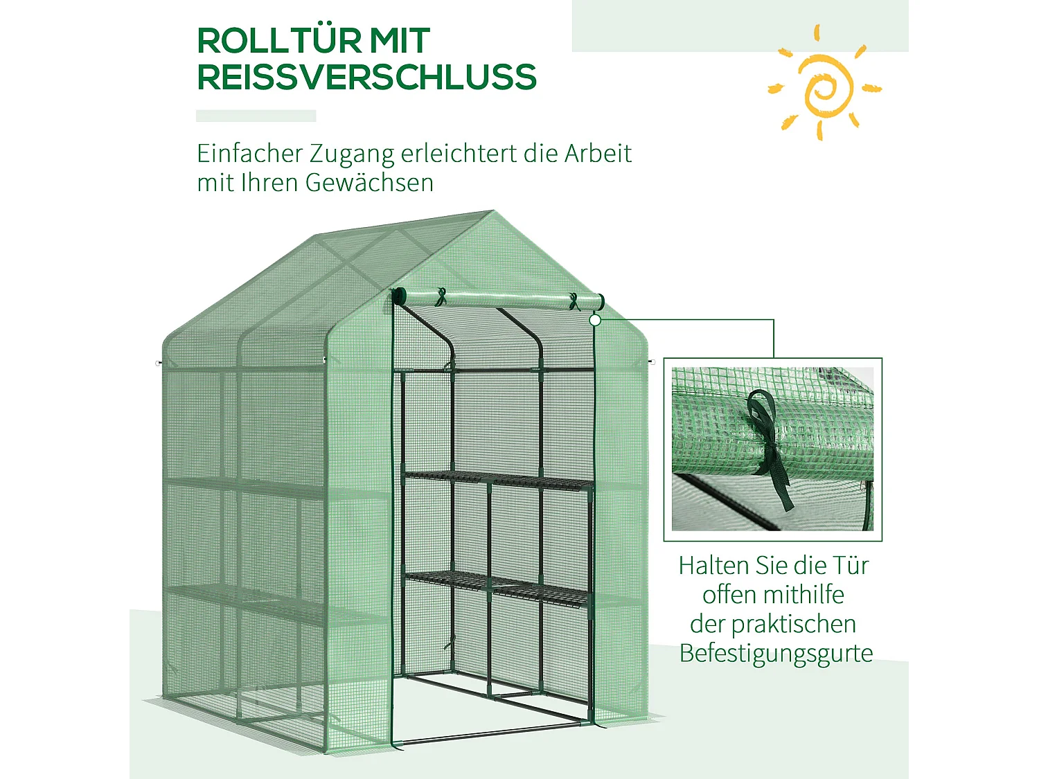 Le hangar à fleurs est en acier,d300cm×h100cm,vert