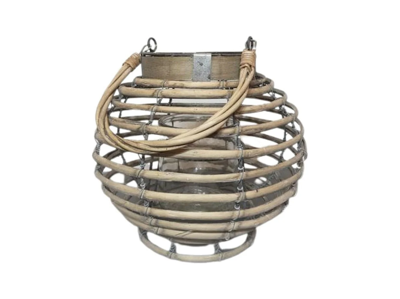 Lanterne jardin extérieur à poser bougie ancienne rotin 21cm