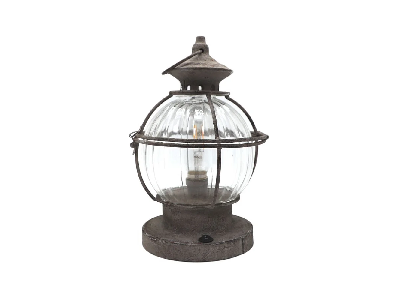 Lanterne jardin extérieur à poser ancienne métal verre gris 28cm