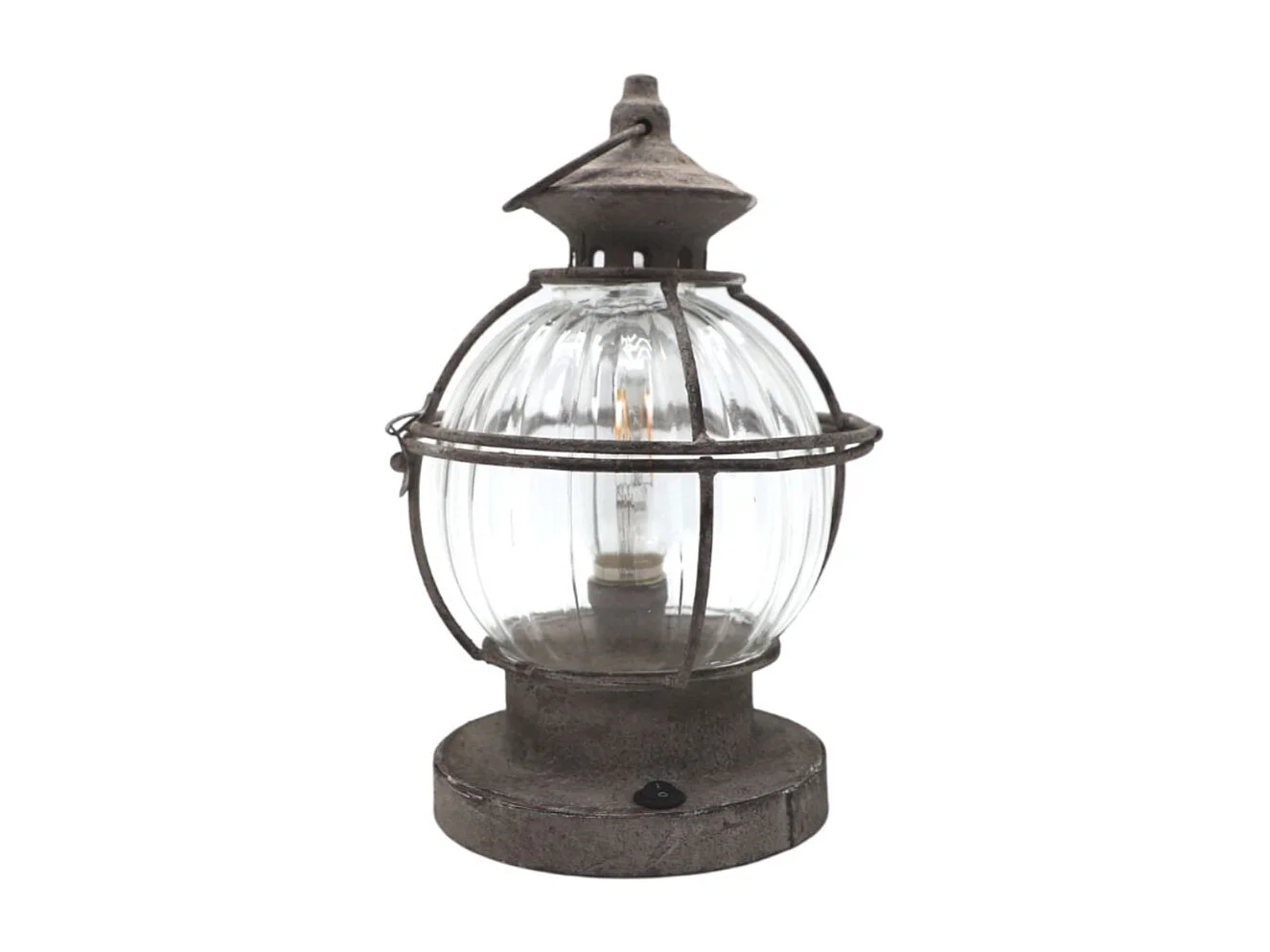 Lanterne jardin extérieur à poser ancienne métal verre gris 28cm