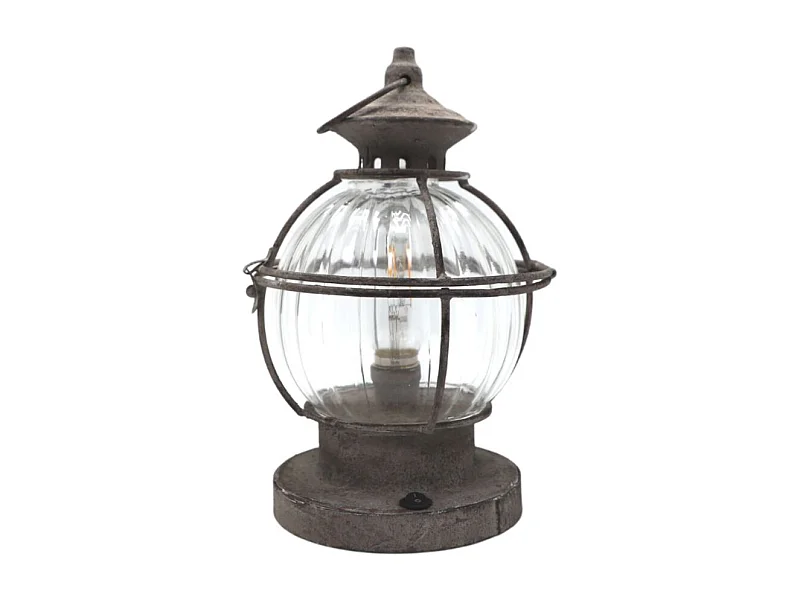 Lanterne jardin extérieur à poser ancienne métal verre gris 28cm