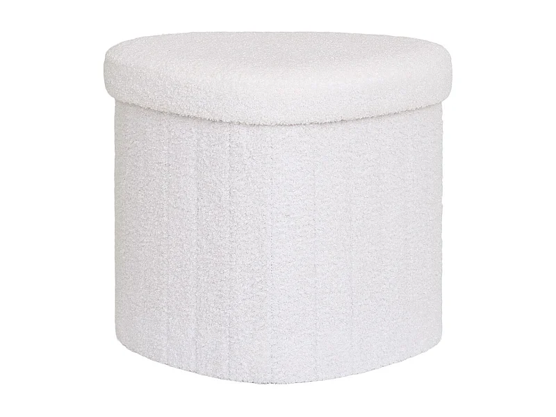 Medford - Pouf avec rangement en tissu bouclette - Écru