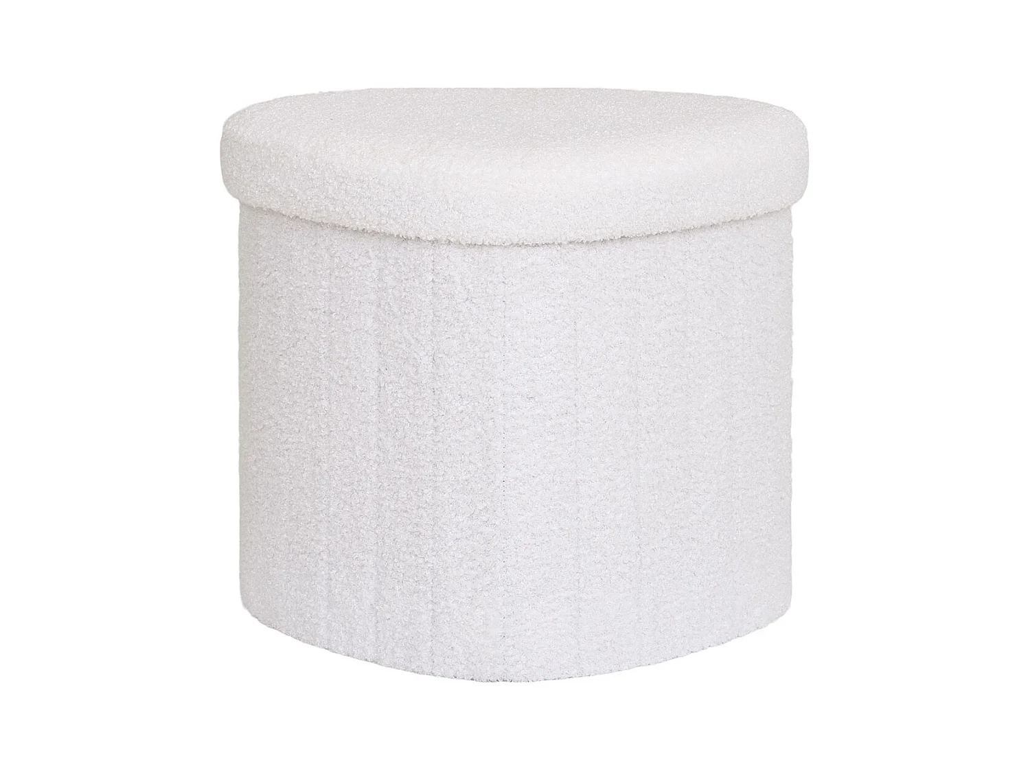 Medford - Pouf avec rangement en tissu bouclette - Écru