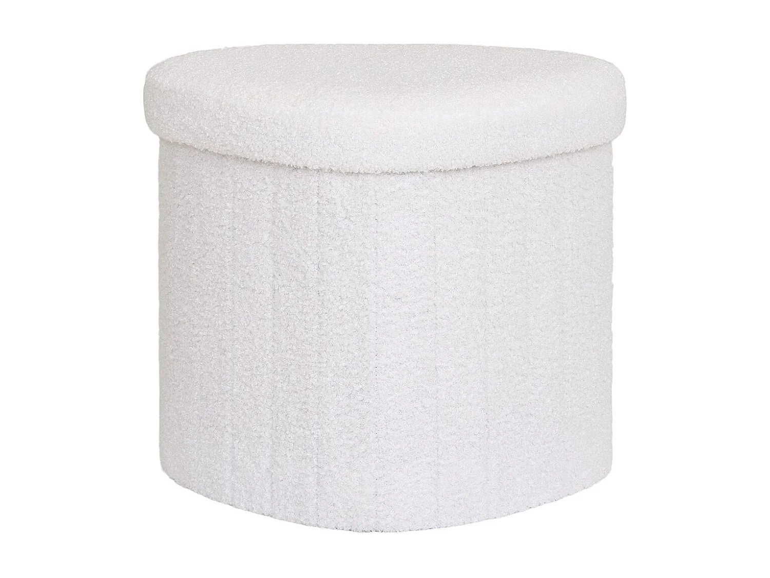 Medford - Pouf avec rangement en tissu bouclette - Écru