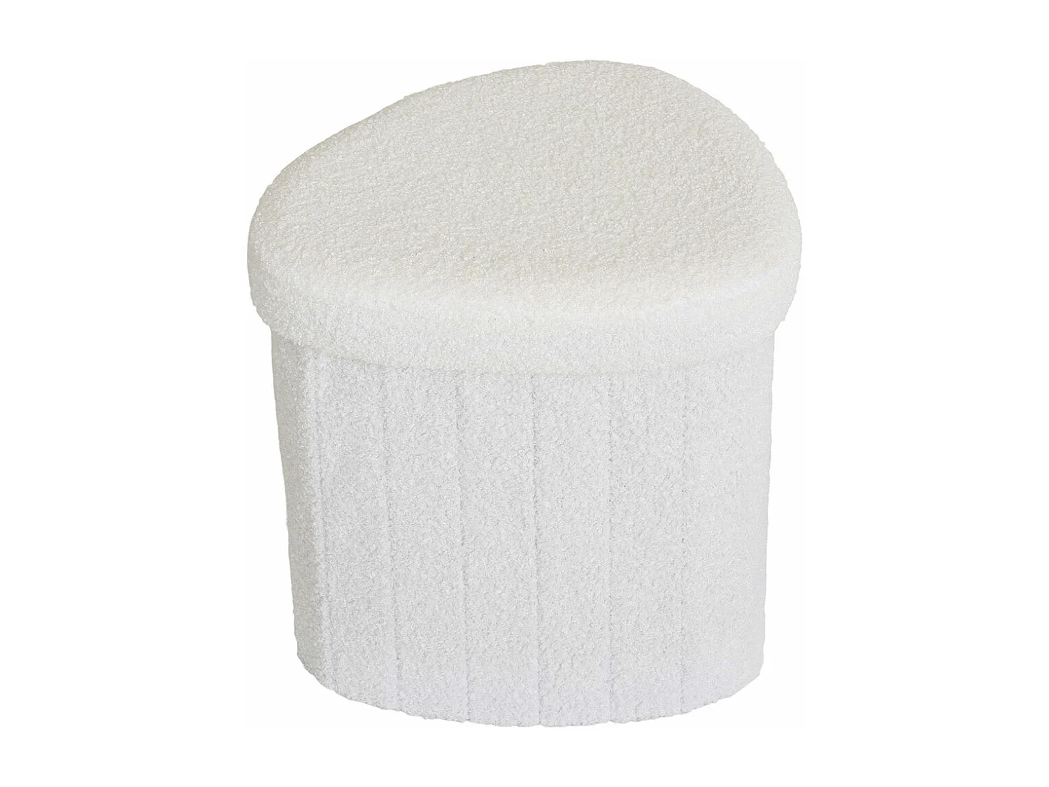 Medford - Pouf avec rangement en tissu bouclette - Écru