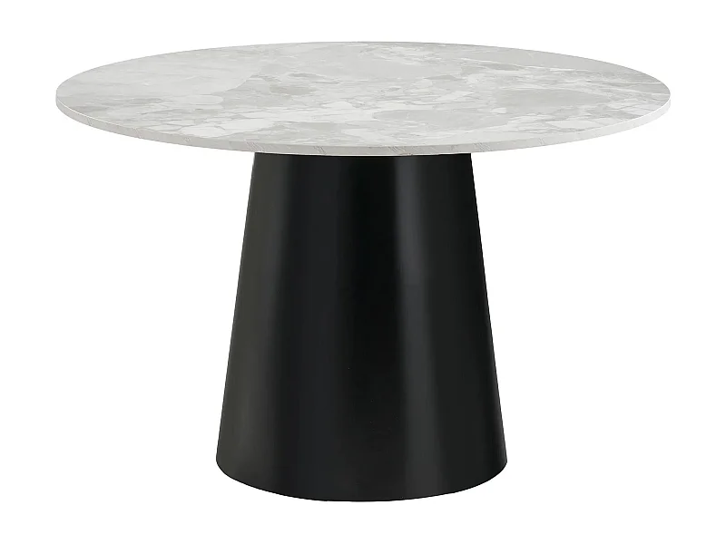 Table à manger ronde BRITO Ø120 – Effet marbre & métal noir