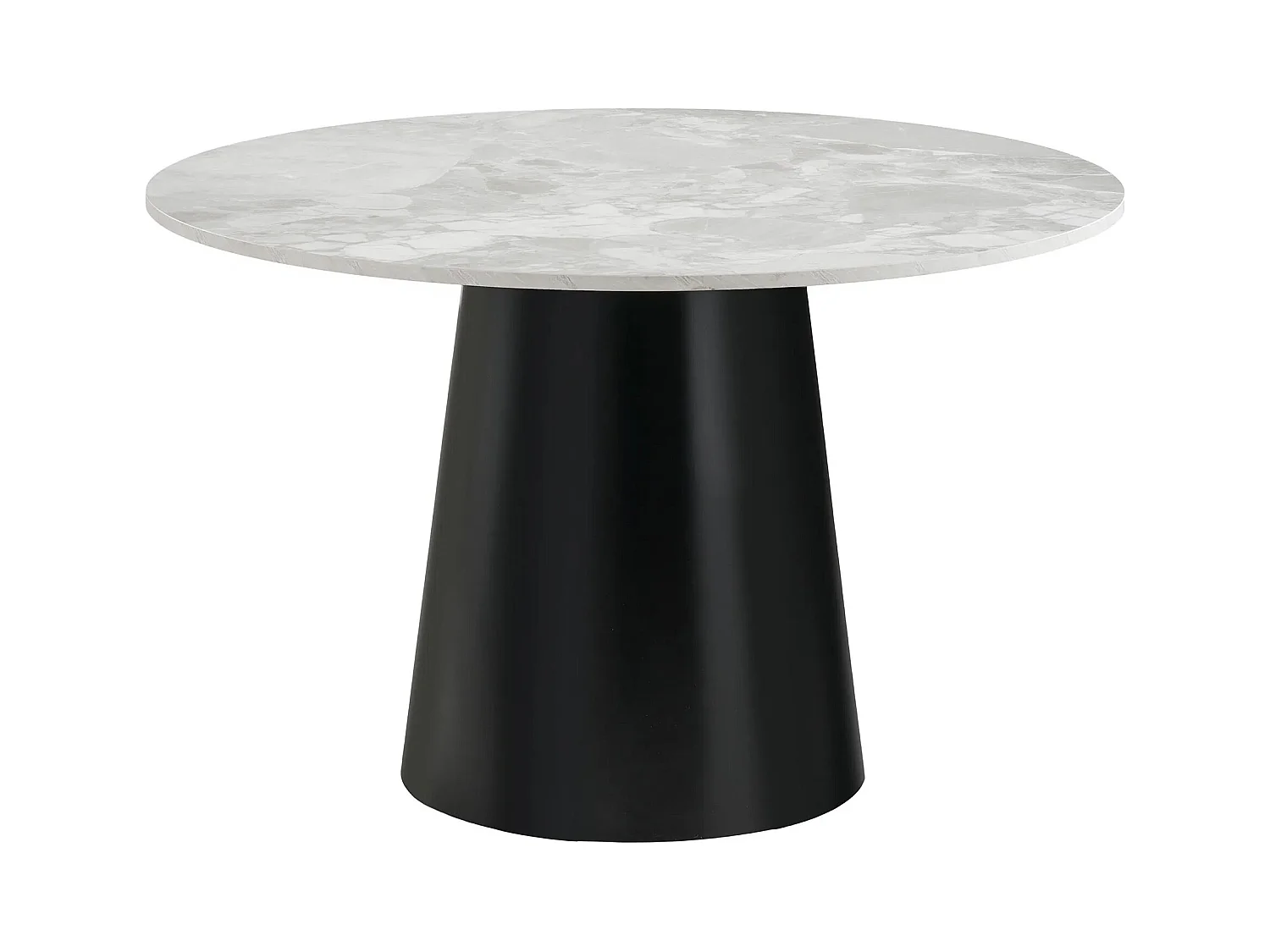 Table à manger ronde BRITO Ø120 – Effet marbre & métal noir