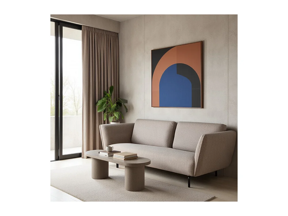 Melrose - Canapé 3 places en tissu bouclette - Beige