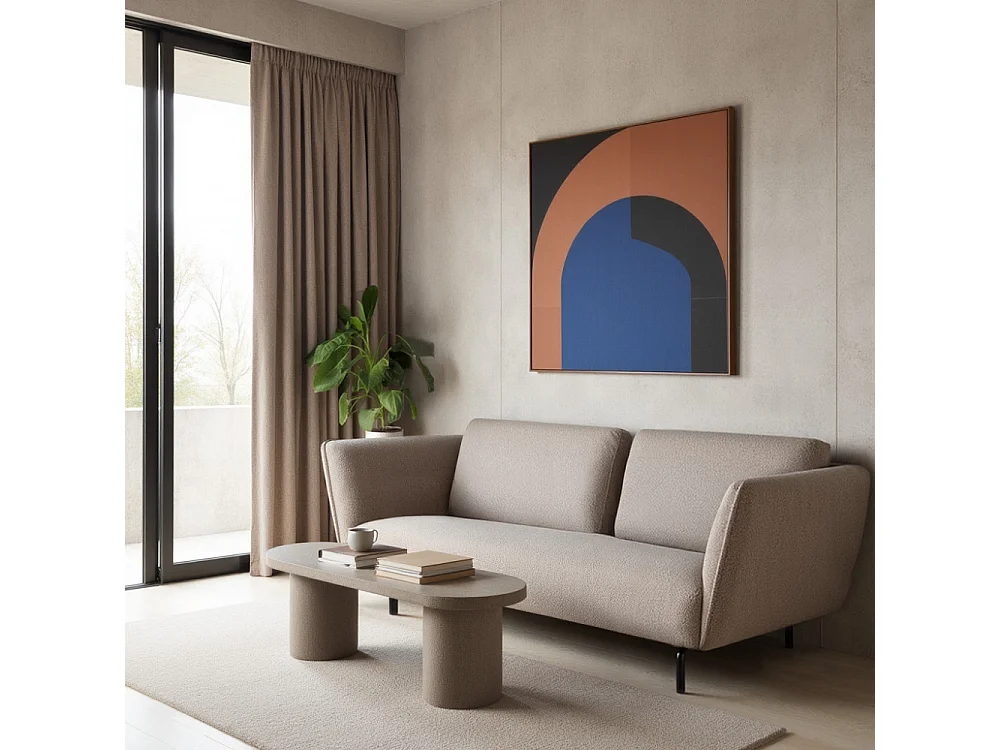 Melrose - Canapé 3 places en tissu bouclette - Beige