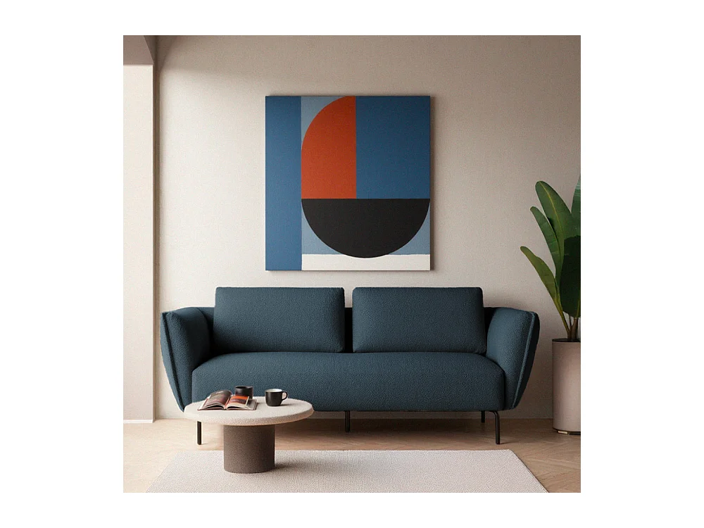 Melrose - Canapé 3 places en tissu bouclette - Bleu foncé