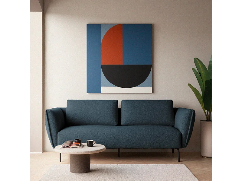 Melrose - Canapé 3 places en tissu bouclette - Bleu foncé