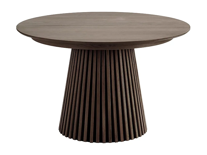 Table à manger ronde extensible LANZA-Marron-Diamètre 120/160-200-240 cm