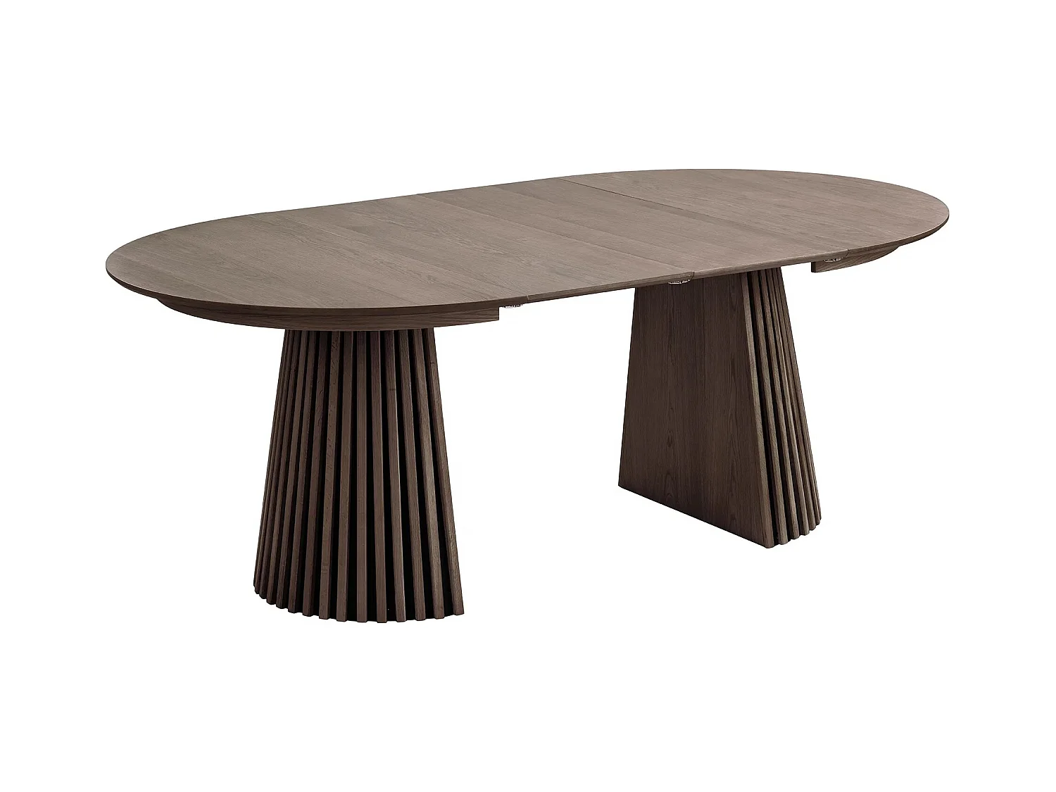 Table à manger ronde extensible LANZA-Marron-Diamètre 120/160-200-240 cm