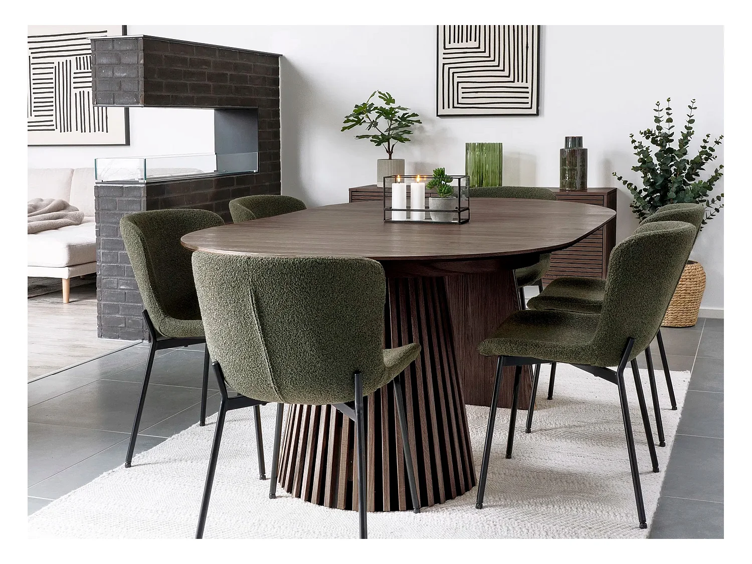 Table à manger ronde extensible LANZA-Marron-Diamètre 120/160-200-240 cm