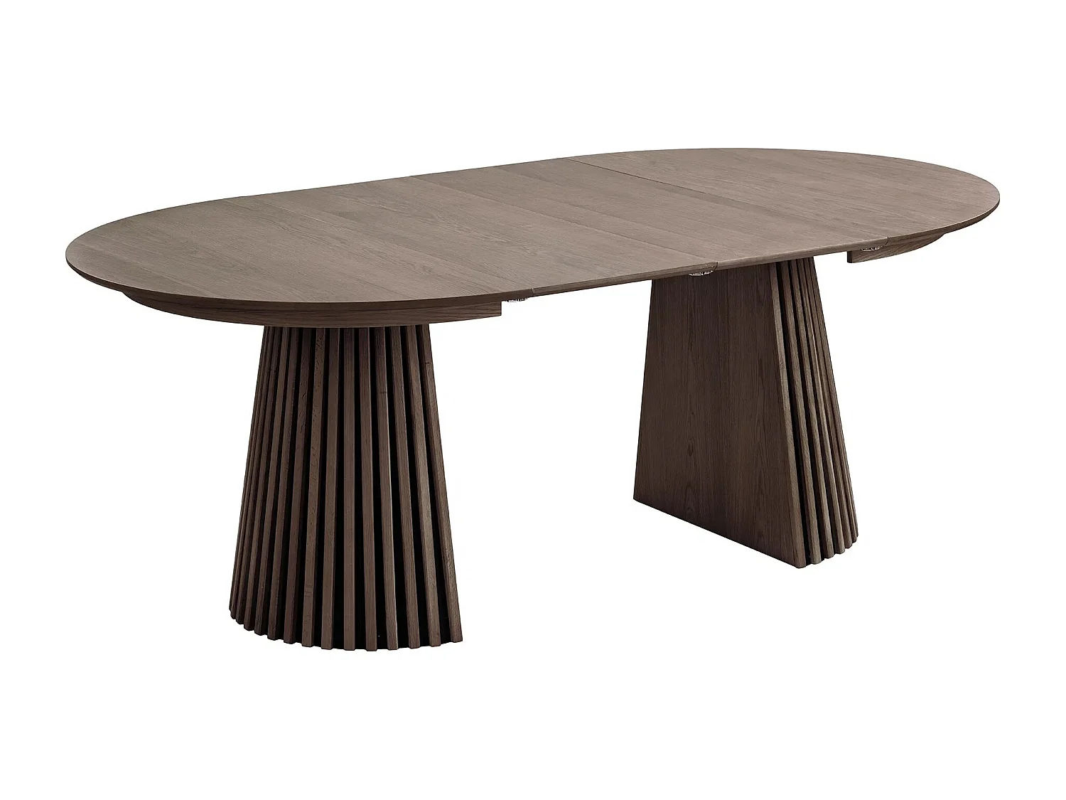 Table à manger ronde extensible LANZA-Marron-Diamètre 120/160-200-240 cm