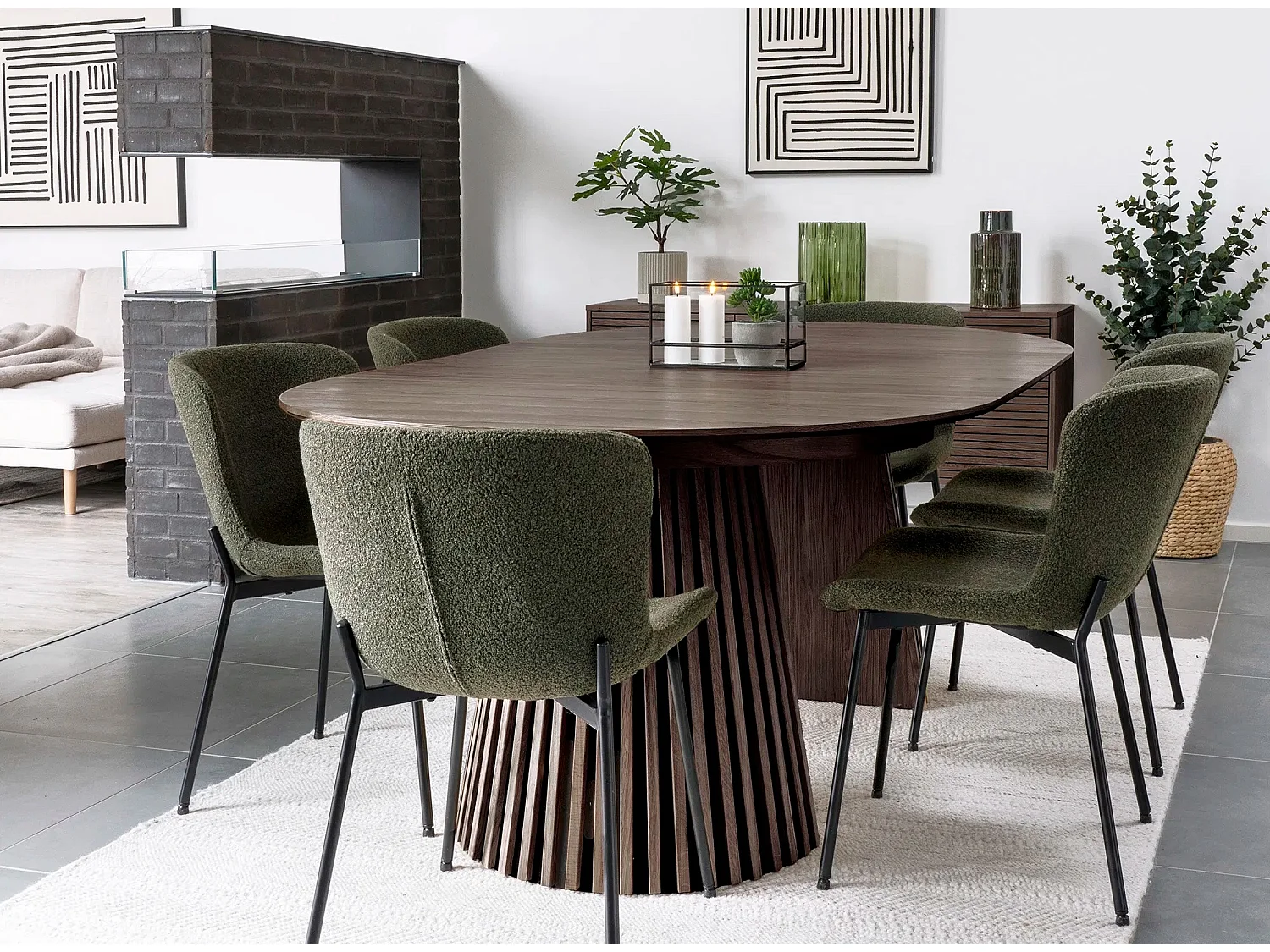 Table à manger ronde extensible LANZA-Marron-Diamètre 120/160-200-240 cm