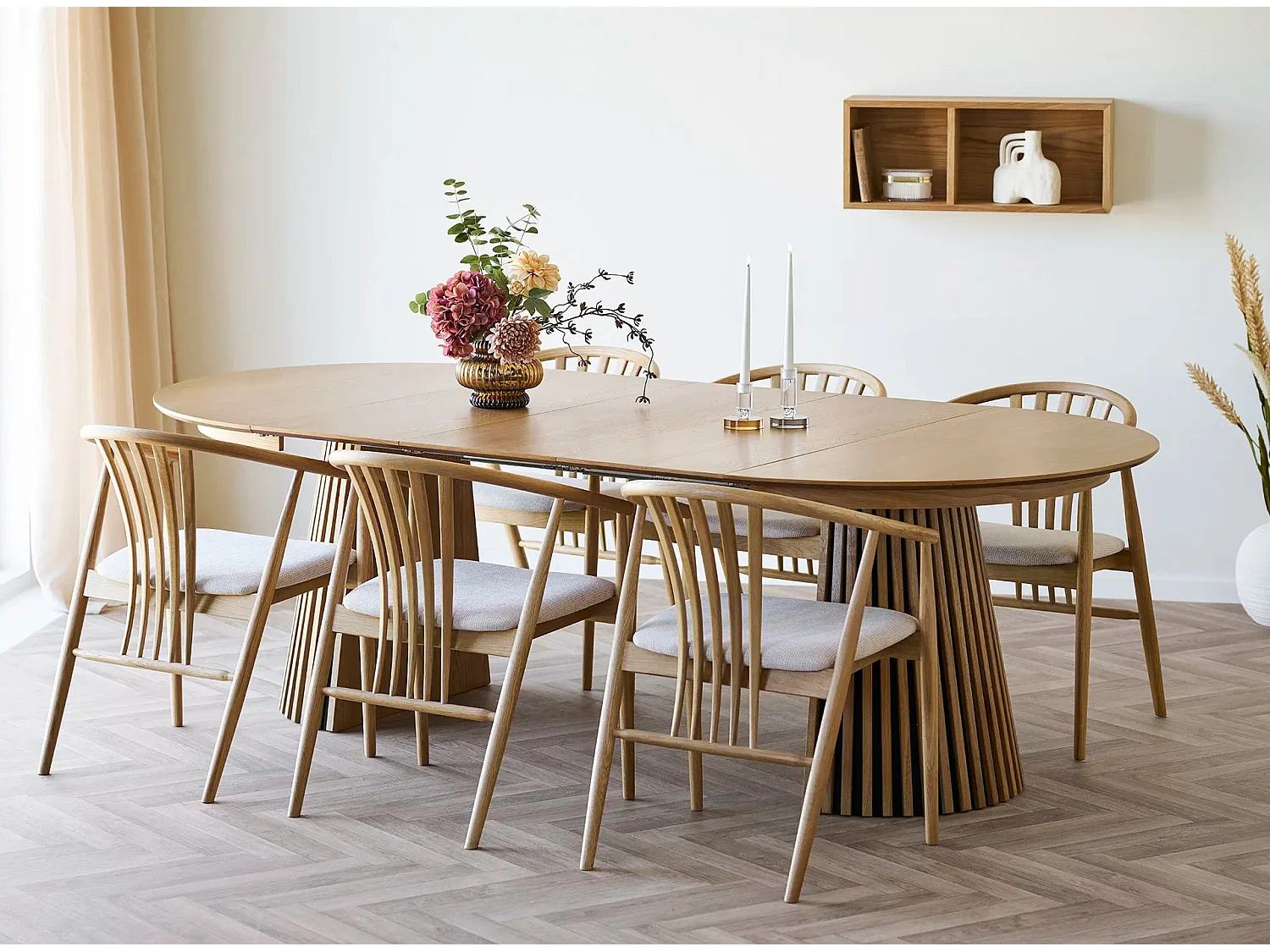 Table à manger ronde extensible LANZA-Marron-Diamètre 120/160-200-240 cm