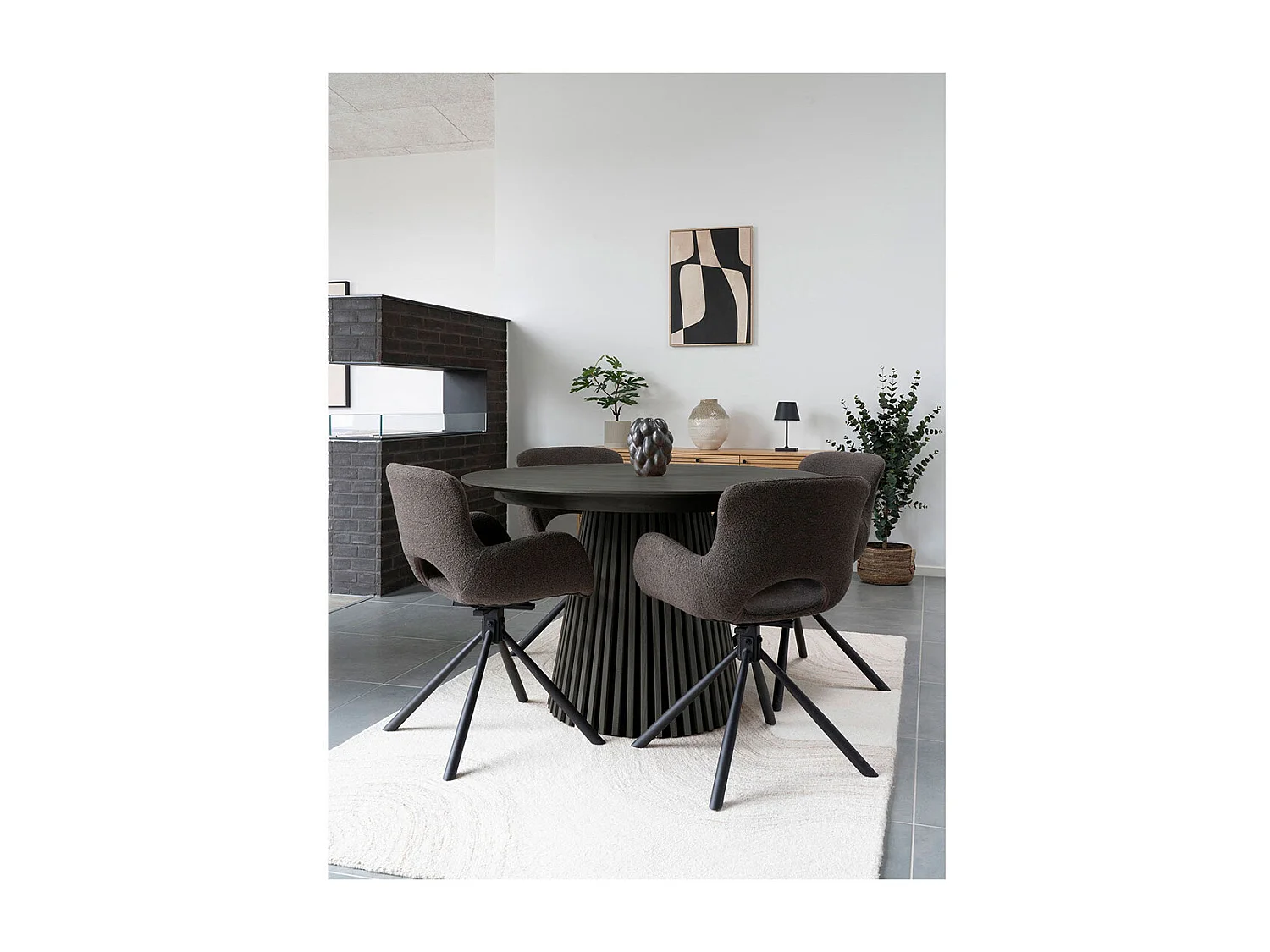 Osaka table à manger incluant 3 rallonges, ø120x120-160-200-240cm noir.