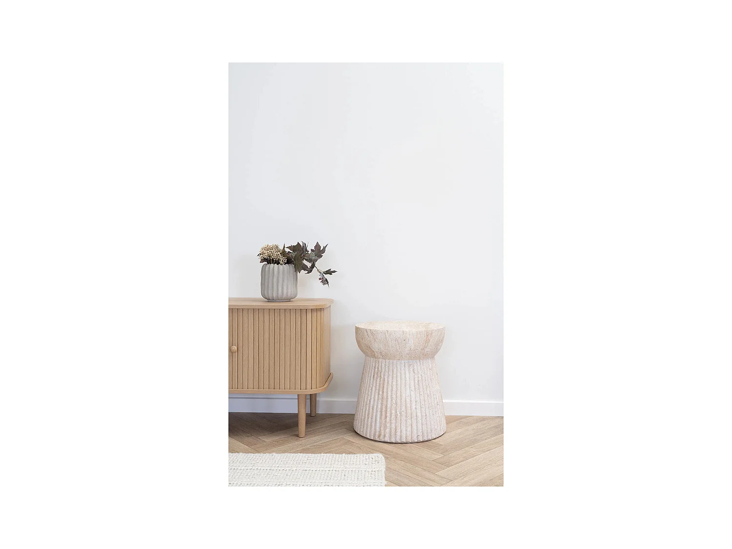 Table d’appoint en fibre d’argile naturelle BONN Ø 37cm