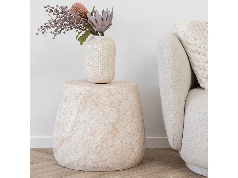 Table d’appoint en fibre d’argile naturelle BONN Ø 47,5cm