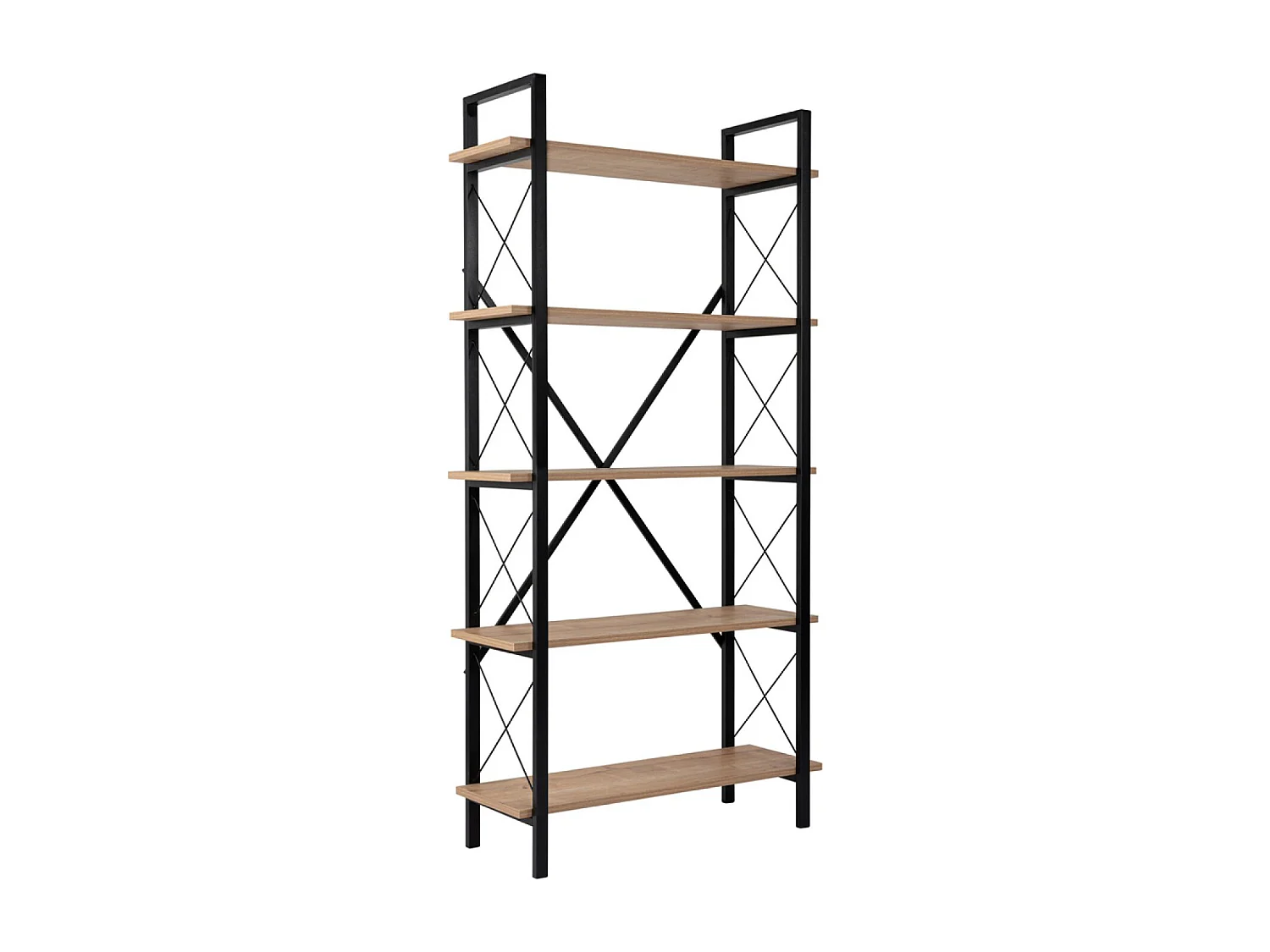 Moderne Regal 5 Aufbewahrungsräume Holz und Metall 180cm - Zeitgenössisches Design