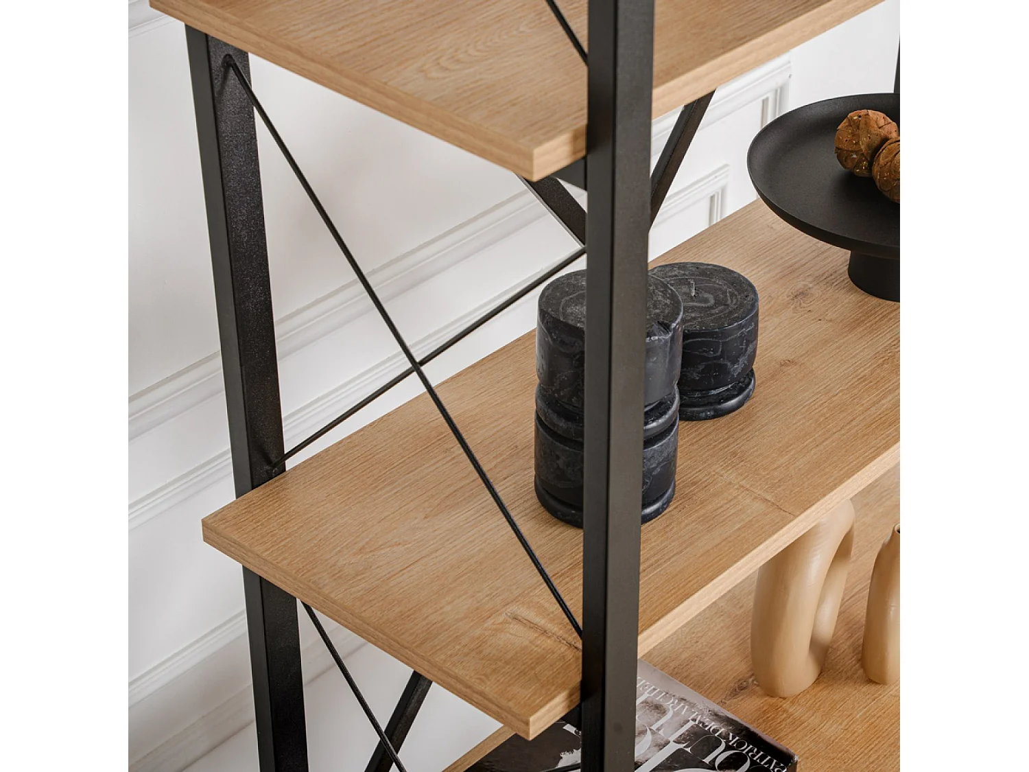 Moderne Regal 5 Aufbewahrungsräume Holz und Metall 180cm - Zeitgenössisches Design