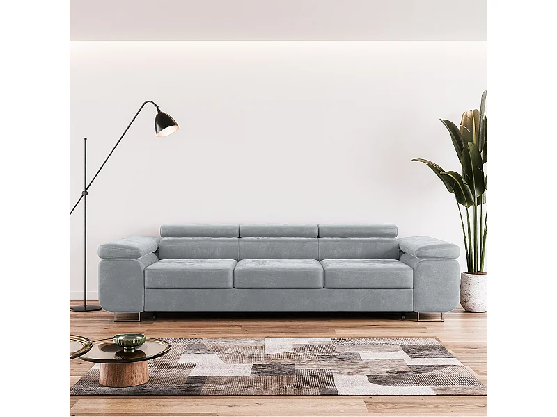 Canapé convertible 3 places Lyam Gris clair