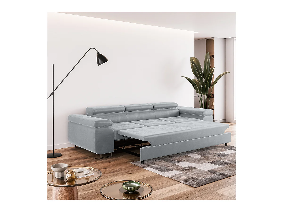 Canapé convertible 3 places Lyam Gris clair