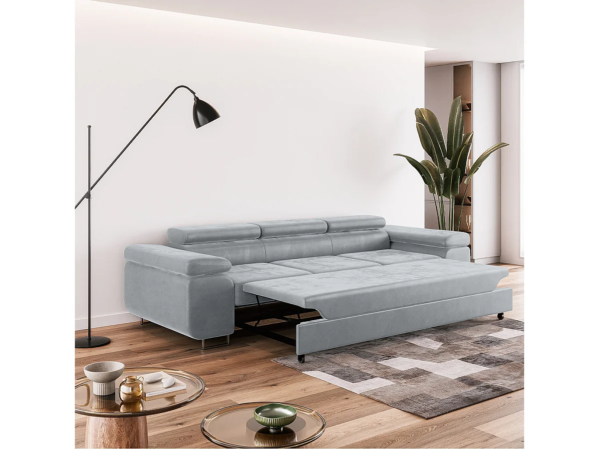 Canapé convertible 3 places Lyam Gris clair