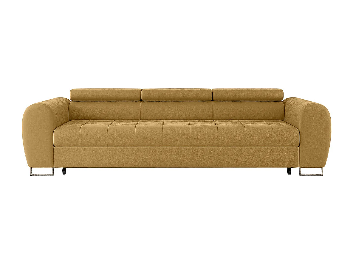Canapé convertible 3 places en tissu jaune EDEN