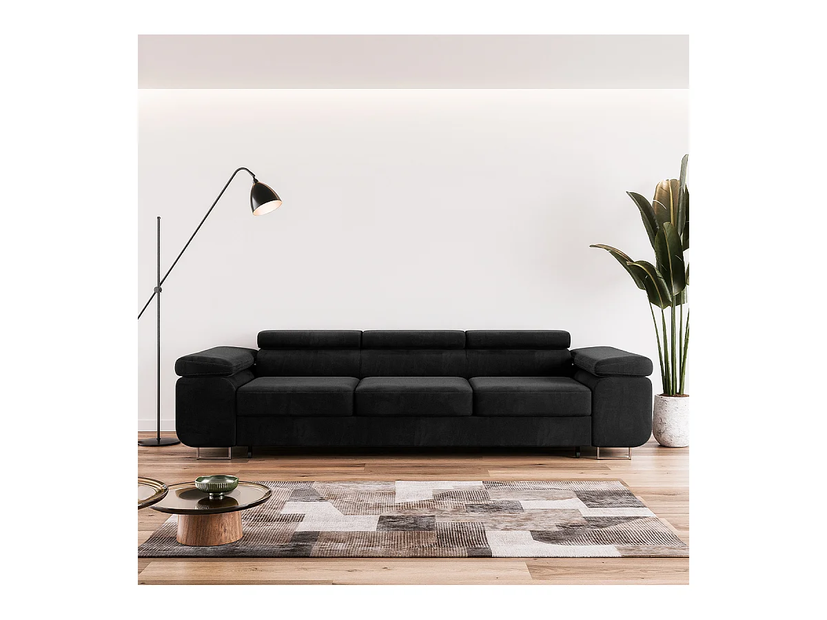 Canapé convertible 3 places Lyam Noir