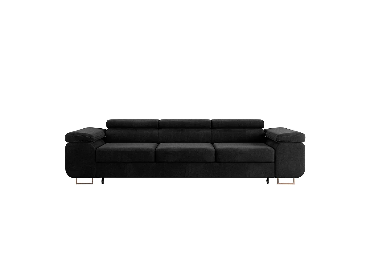 Canapé convertible 3 places en velours noir LYAM