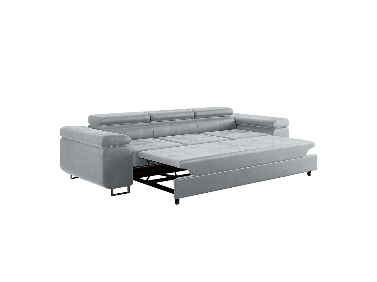 Canapé convertible 3 places en velours noir LYAM