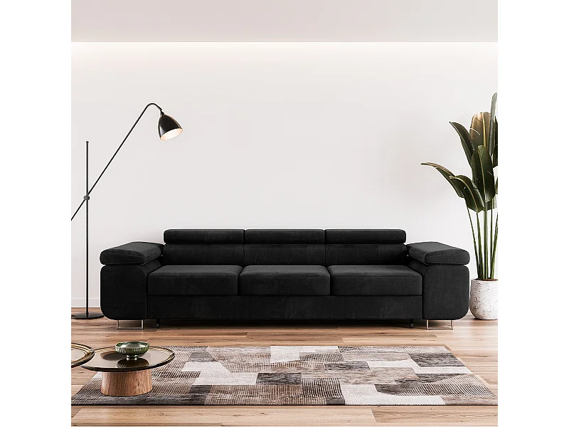 Canapé convertible 3 places Lyam Noir