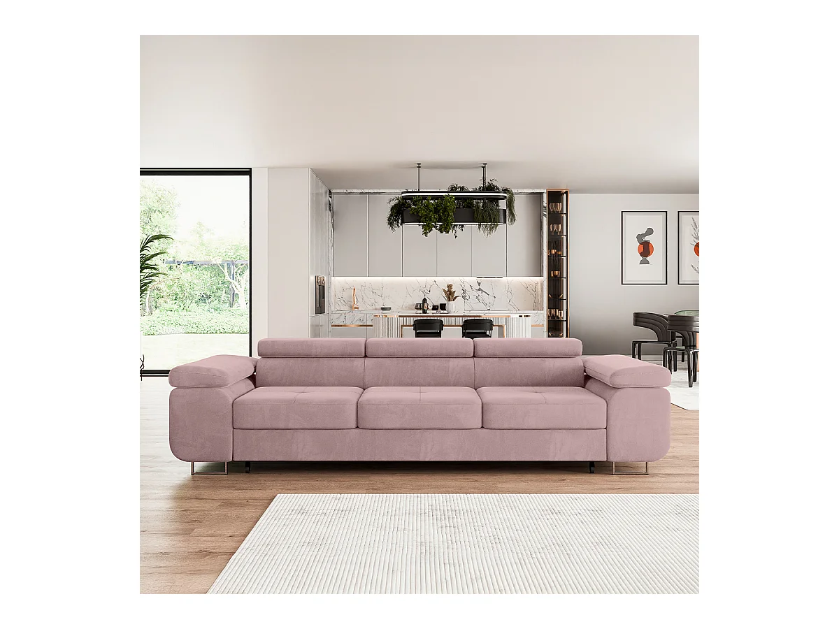 Canapé convertible 3 places Wilson velours Rose