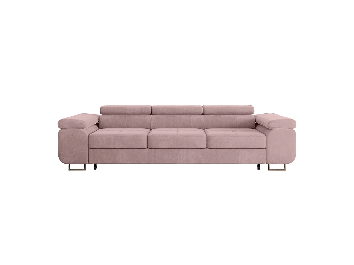 Canapé convertible 3 places en velours rose WILSON