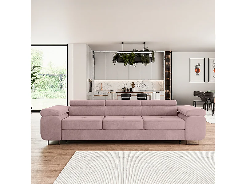 Canapé convertible 3 places Wilson velours Rose