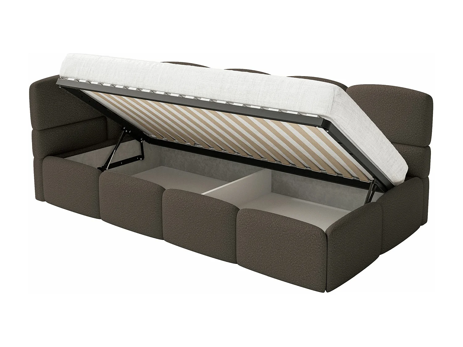 Lit ado avec coffre - brun - côté gauche - CLOUDY