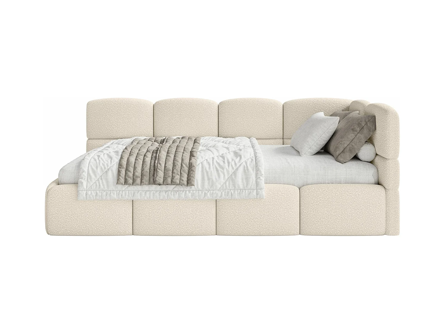 Lit ado avec coffre - beige clair- côté droit - CLOUDY